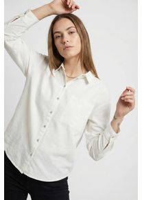 Langarmbluse Vila "VIPRISILLA L/S LOOSE SHIRT - NOOS", Damen, Gr. 42, wei&szlig; (snow wei&szlig;), Web, Obermaterial: 50% Viskose, 40% Baumwolle, 10% Leinen, unifarben, l&auml;ssig geschnitten normal, Blusen Langarmbluse