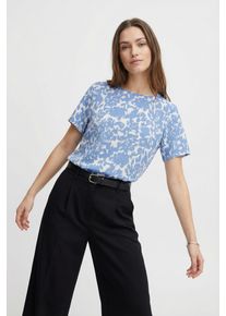 Shirtbluse Only CARMAKOMA "CARVICA SS TOP WVN NOOS", Damen, Gr. 46, riviera aop:forest flower, Web, Obermaterial: 97% Polyester, 3% Elasthan, bedruckt, regular fit normal, Rundhals, Blusen Shirtbluse, Materialmix, regular fit
