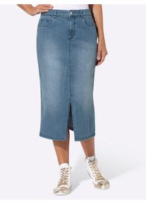 Jeansrock Inspirationen, Damen, Gr. 54, blau, bleached, 99% Baumwolle, 1% Elasthan, unifarben, wadenlang, R&ouml;cke Jeansrock