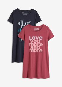 bonprix Női R&ouml;vid h&aacute;l&oacute;ing tiszta pamutb&oacute;l (2 db-os csomag), lila, 36/38