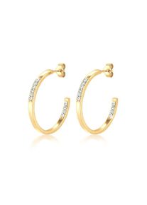 Elli, Damen, Paar Creolen &raquo;Ohrringe Creolen mit Glas Kristallen Wei&szlig; 925 Sterling Silber, mit Kristallen von Swarovski &laquo;, Gold, Gold, Ohrringe f&uuml;r 