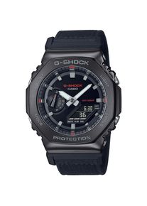 Casio G-SHOCK, Damen, Chronograph Quarzuhr,Armbanduhr,Herrenuhr,digital, bis 20bar wasserd.Textilarmband, schwarz-rot, Stilvoller Chronograph f&uuml;r 