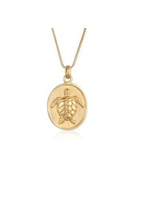 Elli, Damen, Kette mit Anh&auml;nger &raquo;Halskette Schildkr&ouml;te M&uuml;nze Ozean 925 Silber&laquo;, Gold, Gold, Maritime Halskette f&uuml;r Damen