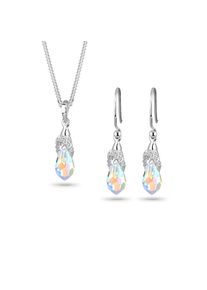Elli, Damen, Ohrring und Ketten Set &raquo;Schmuckset Tropfen Wei&szlig; 925 Sterling Silber, mit Kristallen von Swarovski &laquo; (), Wei&szlig;, Wei&szlig;, Schmuckset f&uuml;r Damen 