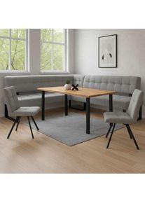 Home Affaire, Eckbankgruppe &raquo;Mia Essecke, Sitzgruppe, Eckbankgruppe, K&uuml;chenbankgruppe&laquo; Set, 4er, 4 tlg. Eckbank mit Wellenfederung; Tisch in Eiche 