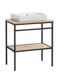 Welltime, Waschtisch 1 Stk. tlg. Made in Germany, Eiche hell, schwarzmatt, FSC -zertifizierter Holzwerkstoff, Eiche hell, schwarzmatt