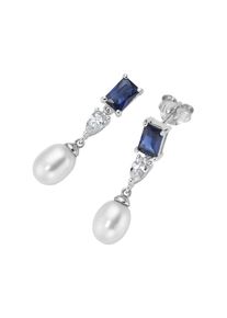 Smart Jewel, Damen, Paar Ohrh&auml;nger &raquo;Ohrh&auml;nger mit stilvollen Steinen und S&uuml;&szlig;wasser-Perle, Silber 925&laquo;, Silber, Silber, 925 Sterling Silber rhodiniert