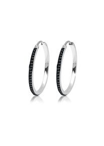 Elli, Damen, Paar Creolen &raquo;Ohrringe Creolen Schmal Kristalle Schwarz Silber&laquo;, Schwarz, Schwarz, Wundervolle Creolen f&uuml;r Damen