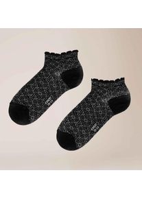 Kunert, Damen, Sneakersocken &raquo;Sneaker Summer Flower&laquo;, Black 0070, 35-38, Black 0070, &iquest; Hautfreundliche, merzerisierte Baumwolle