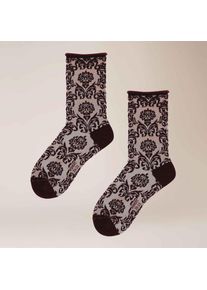 Kunert, Damen, Socken &raquo;Socke Floral Citynight&laquo;, Night-Lilac 1537, 39-42, Night-Lilac 1537, Florale Musterung im 3D-Look