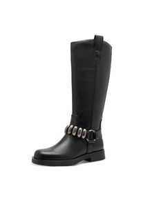 Tamaris, Damen, Stiefel , Blockabsatz, Langschaftstiefel mit Schmuckelementen, im Biker-Look, schwarz, 39, schwarz, Cooler Boots in veganer 
