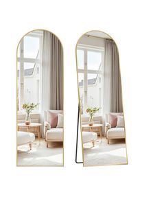 Boxxx Standspiegel, Goldfarben, Metall, Glas, formgebogen, 50x160x33 cm, Facettenschliff, Ganzk&ouml;rperspiegel, Garderobe, Garderobenspiegel