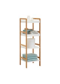 Xora Badezimmerregal, Naturfarben, Wei&szlig;, Holz, Holzwerkstoff, Bambus, massiv, 36x110x33 cm, Badezimmer, Badezimmerregale, Badregale