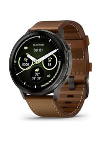 Garmin Venu 4 Smartwatch 45mm schwarz/grau Lederarmband (45 mm), Smartwatch