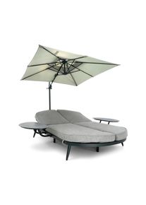Leco Sonnenliege mit Ampelschirm - 240x253x240cm - anthrazit - Aluminium / Polyester / Schaumstoff