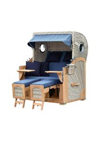 DeVries Strandkorb - 140x161x160cm - silber - Holz / Polyethylen / Polyurethan