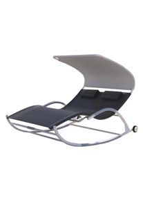 Leco Doppelschaukelliege mit R&auml;dern - 206x165x146cm - anthrazit - Stahl / Kunststoff / Polyester