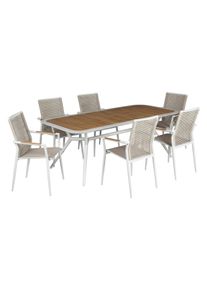DeVries Dining-Set - 58x65x92cm - beige - Aluminium / Holz / Holz