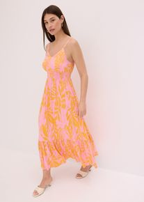 bonprix Sukienka na ramiączkach z nadrukiem z miękkiej mieszanki wiskozy, pomarańczowy, 36/38