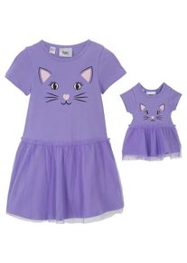 bonprix Rochie fete + rochie păpuşă, bumbac organic 100% (2 piese), mov, 104/110