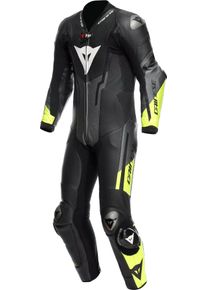 Dainese Misano 3 D-air S26, leather suit 1pcs. perforated , color: Black/Dark Grey/Neon-Yellow , size: 50