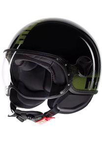 Momo Design Momodesign FGTR Classic Stripes, kask z otwartą twarzą , kolor: czarny/ż&oacute;łty , rozmiar: XS