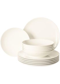 Seltmann Weiden Geschirr-Set &raquo;Tafelservice Savona Fine Diamond 12er Set creme&laquo; Sp&uuml;lmaschinenfest, Mikrowellensicher, Ofenfest
