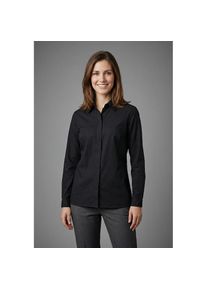 bonprix Langarmbluse &raquo;Long-Stretch-Bluse&laquo; lockere Passform, mit Stehkragen, mit verdeckter Knopfleiste schwarz, Gr&ouml;&szlig;e 38