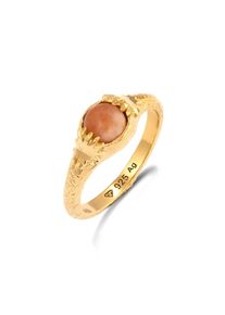 HAZE & GLORY Silberring &raquo;Ring Sonnenstein Orange 925 Sterling Silber - Sun Whisper&laquo; goldfarben, Gr&ouml;&szlig;e 56