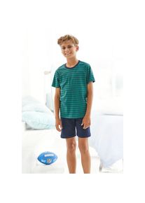 Le Jogger Pyjama 1 St&uuml;ck, 2 tlg. Schlafanzug mit gestreiftem Oberteil blau, Gr&ouml;&szlig;e 122/128