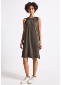 Jerseykleid Street One, Damen, Gr. 38, N-Gr, nomad braun, Jersey, Obermaterial: 95% Viskose, 5% Elasthan, unifarben, regular fit kniebedeckend, Rundhals, Kleider Jerseykleid, mit Raffung