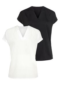 Blusentop Flashlights, Damen, Gr. 36, schwarz-wei&szlig; (schwarz, wei&szlig;), Web, Obermaterial: 100% Polyester, figurumspielend, Blusen Blusentop, im Doppelpack