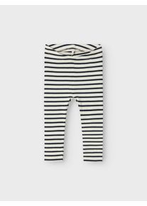 Leggings name it "NBNBANI XSL LEGGING NOOS", Jungen, Gr. 98, N-Gr, blau (schwarz sapphire), Feinripp, Obermaterial: 57% Baumwolle, 38% Modal, 5% Elasthan, geringelt, gestreift, slim fit kn&ouml;chellang, Hosen Leggings