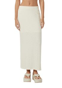 Midirock QS, Damen, Gr. 44, beige (light sand), Jersey, Obermaterial: 98% Polyester, 2% Elasthan, unifarben, schmal 3/4-L&auml;nge, R&ouml;cke Midirock, in Struktur-Optik