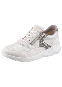 Waldl&auml;ufer Sneaker WALDL&Auml;UFER "K-FUNKY", Damen, Gr. 5,5, Leder Textil, wei&szlig; (wei&szlig;, silberfarben), Nappaleder, Nubukleder, Reptilienpr&auml;gung, unifarben mit Farbeinsatz, Schuhe Sneaker, Schn&uuml;rschuh, Komfortschuh mit seitlichem Rei&szlig;verschluss, K-Weite
