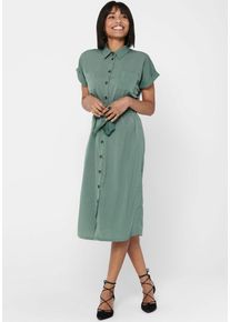 Hemdblusenkleid Only "ONLHANNOVER S/S SHIRT DRESS NOOS WVN", Damen, Gr. 34 (XS), N-Gr, laurel wreath, Web, Obermaterial: 100% Polyester, unifarben, Kleider Hemdblusenkleid, Sommerkleid