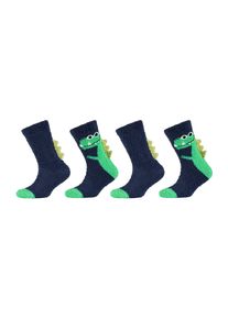 Socken Camano "COSY FANCY APPLICATION SOCKS", M&auml;dchen, Gr. 35-38, blau, Elasthan, Polyester, unifarben, Socken Socken, mit elastischem Bund