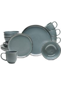 Kombiservice Van Well "Geschirr-Set Urban, 16-teilig", grau, 16 Stk., Steinzeug, Geschirr-Sets, Kombiservice, rund, sp&uuml;lmaschinen- und mikrowellengeeignet
