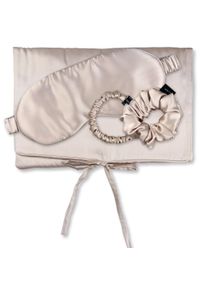 Seidentuch AILORIA "Tasche, Schlafmaske, Scrunchie S & Scrunchie M TRAVEL SET", Damen, beige, Obermaterial: 100% Seide silk., Modet&uuml;cher Seidentuch