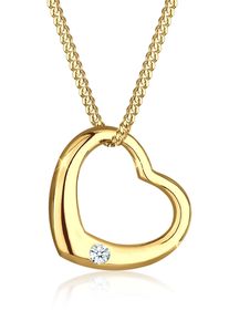 Silberkette Elli DIAMONDS "Halskette Herz Liebe Romantik Diamant (0.03 ct.) 925 Silber" Gr. 45, gold, Halsketten, Damen, Silber 925 (Sterlingsilber), Silberkette