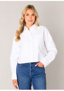 Hemdbluse Base Level "Bea", Damen, Gr. 42, wei&szlig;, Web, Obermaterial: 100% Baumwolle, unifarben, bequem taillenlang, Rundhals, 1-Knopf-Manschette, Blusen Hemdbluse, kurz, mit Brusttasche