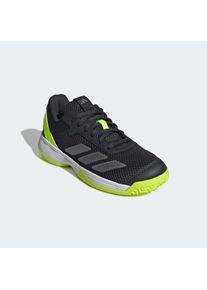 Tennisschuh adidas Performance "COURTFLASH KIDS", Jungen, Gr. 35,5, carbon, iron metallic, lucid lemon, Synthetik, Textil, Schuhe Tennisschuh, f&uuml;r Hartcourt, All-Court