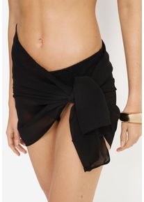 Strandrock LSCN BY LASCANA, Damen, Gr. 1, schwarz, Chiffon, Obermaterial: 100% Polyester, unifarben, figurumspielend kurz, R&ouml;cke Strandrock, kurzer Wickelrock aus Chiffon