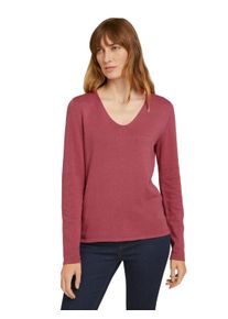 V-Ausschnitt-Pullover Tom Tailor "Regular", Damen, Gr. XL, cozy pink, Strick, Obermaterial: 60% Baumwolle, 40% Viskose, unifarben, regular fit normal, V-Ausschnitt, Pullover V-Ausschnitt-Pullover, mit V-Ausschnitt