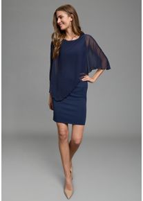 Abendkleid Laura Scott, Damen, Gr. 36, N-Gr, navy, Milano Rib;Chiffon, Obermaterial: 70% Viskose, 25% Polyester, 5% Elasthan. Bluseneinsatz: 100% Polyester, festlich, figurbetont kniefrei, Rundhals, Kleider Abendkleid, f&uuml;r festliche Anl&auml;sse, aus Milano Rib und Chiffon, elastisch, Topseller