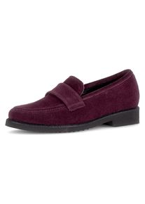 Loafer Gabor, Damen, Gr. 39, beere, Veloursleder, unifarben, Schuhe Loafer, Blockabsatz, Sipper, Businessschuh mit Glitzer am Sohlenrand