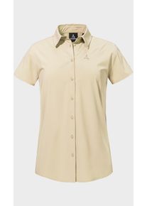 Sch&ouml;ffel Outdoorbluse SCH&Ouml;FFEL "Blouse Style Dooser WMN", Damen, Gr. 42, beige (4105, beige), Oberstoff: 85% Polyester, 15% Elasthan, Basic, V-Ausschnitt, Blusen Outdoorbluse