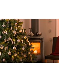 Konstsmide LED-Christbaumkerzen "Weihnachtsdeko, Christbaumschmuck", wei&szlig;, Dioden 35 Stk. Flammen 35 Stk., Kabell&auml;nge 5m x Gesamtl&auml;nge 32,2m, Lichterketten, LED Baumkette, Topbirnen, One String, 35 warm wei&szlig;e Dioden, LED-Christbaumkerzen