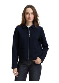 Jackenblazer Tom Tailor, Damen, Gr. L, blau (sky captain blau), Web, Obermaterial: 54% Baumwolle, 43% Polyester, 3% Elasthan, unifarben, regular fit taillenbedeckt, gerader Abschluss, Blazer Jackenblazer, mit Kragen