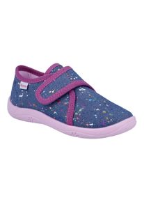 Hausschuh Richter "Mia WMS: Mittel", M&auml;dchen, Gr. 27, blau (blau, rosa), Baumwolle, kontrastfarbene Details, Schuhe Hausschuh, Kindergartenschuhe mit WMS, Gr&ouml;&szlig;enschablone zum Download
